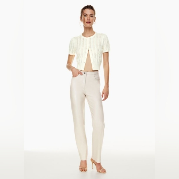 Aritzia Pants - Aritzia Wilfred The Melina Super High-Rise Vegan Leather Pant, Cream, Size 14